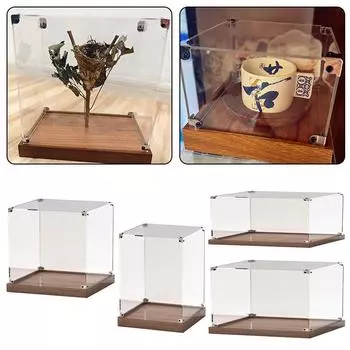 Деревянное дно ящика для хранения окон акриловая игрушка Gundam строительный блок коробка бесклеевой пылезащитный чехол 10*10*10cm