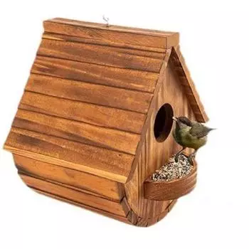 Деревянное гнездо для птиц Прочный домик для птиц Садовое украшение Кормушка для птиц Двор коричневый