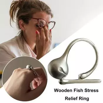 Деревянное кольцо для снятия стресса в виде рыбы, осознанная декомпрессия, кольцо-фиджет, релаксация, гипоаллергенный сплав, медитация 3pcs