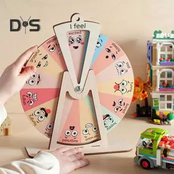 Деревянное колесо чувств, Спиннер для регулирования эмоций, детская социальная эмоциональная обучающая игрушка, украшение для рабочего стола, подарок для маленьких мальчиков и девочек S