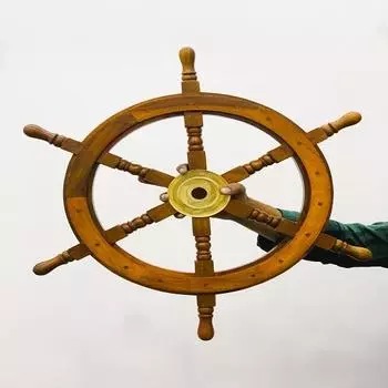 Деревянный штурвал корабля Капитанский штурвал Морской штурвал судна Пиратский штурвал капитана Домашний декор из дерева