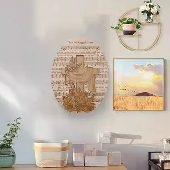 Деревянное пасхальное украшение, религиозное деревянное произведение искусства с гимном, музыкальным сопровождением, Иисусом, настольное украшение для каминной полки, молитвенного стола, христианский подарок A