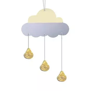 Деревянное подвесное украшение в скандинавском стиле, облако, блестящая капля воды, декор для детской комнаты фиолетовый