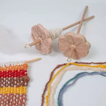 Деревянное прядильное колесо с верхним мотком пряжи Drop Spindle Top Whorl Пря ... A