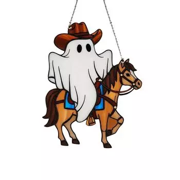 Деревянное расписное подвесное украшение на тему Хэллоуина с привидением One Size