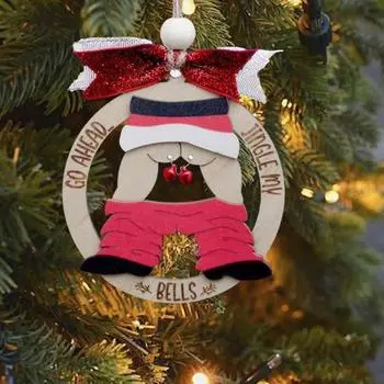 Деревянное рождественское украшение Jingle My Bell Санта подвесное украшение для взрослых Юмористическое праздничное украшение