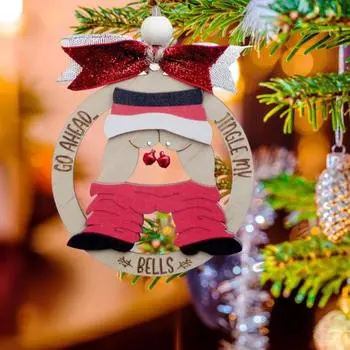 Деревянное рождественское украшение Jingle My Bell Санта подвесное украшение для взрослых юмористическое праздничное украшение со шнурком для каминной полки рождественской елки Tinkle Bell