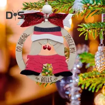 Деревянное рождественское украшение Jingle My Bell Санта подвесное украшение для взрослых юмористическое праздничное украшение со шнурком для каминной полки рождественской елки Tinkle Bell