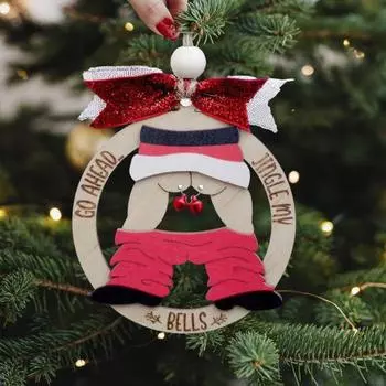 Деревянное рождественское украшение Jingle My Bell Санта подвесное украшение для взрослых Юмор праздник