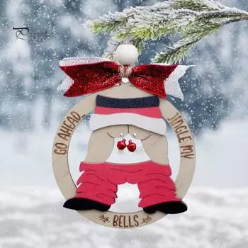 Деревянное рождественское украшение Jingle My Bell Санта подвесное украшение для взрослых юмористическое праздничное украшение со шнурком для каминной полки рождественской елки Tinkle Bell