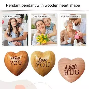 Деревянное сердце карманный жетон объятий напоминание о любви портативный сувенир мини-гаджет в форме сердца любви изоляция подарок для пар семьи друзей A