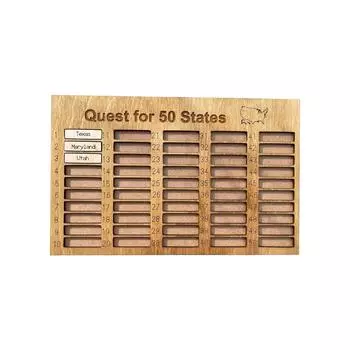 Деревянное украшение для поделок в честь обратного отсчета до 50 штатов США - персонализированный дисплей обратного отсчета для каждого штата One Size