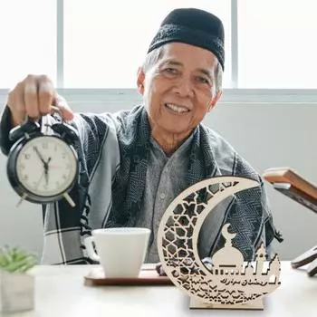 Деревянное украшение Ид, выдолбленное луна, звезда, исламская вечеринка, настольный декор, Ид Мубарак, знак для каминной доски, обеденного стола, книжной полки C