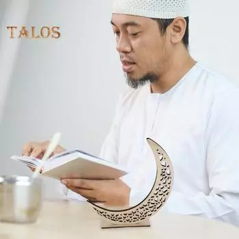 Деревянное украшение Ид, выдолбленное луна, звезда, исламская вечеринка, настольный декор, Ид Мубарак, знак для каминной доски, обеденного стола, книжной полки C