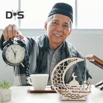 Деревянное украшение Ид, выдолбленное луна, звезда, исламская вечеринка, настольный декор, Ид Мубарак, знак для каминной доски, обеденного стола, книжной полки C