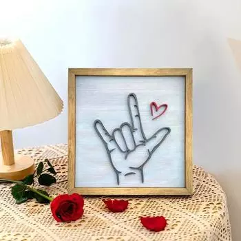 Деревянное украшение «Любовь» «Я люблю тебя» Язык жестов Украшение для дома в фермерском доме Декор M