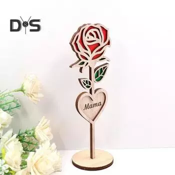 Деревянное украшение «Мама Роза» со стабильной круглой основой, деревянное 3D резное украшение в виде розы, украшение для рабочего стола, романтический подарок на День матери Rose