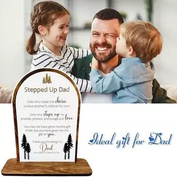 Деревянное украшение на день отца с основой в деревенском стиле, подставка для папы, домашний офис, настольное украшение, папочка, дедушка, муж, подарок на день рождения, фестиваль эбеновый