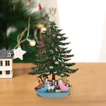 Деревянное украшение на рождественскую елку Мини-украшение на рождественскую елку со съемными украшениями 3D Мини-елка для