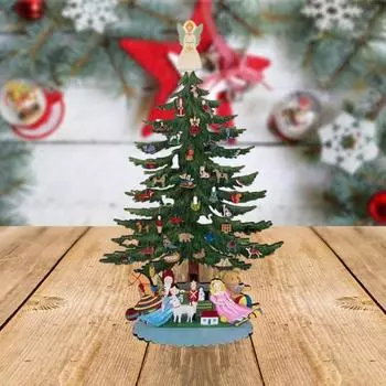 Деревянное украшение на рождественскую елку Мини-украшение на рождественскую елку со съемными украшениями 3D Мини-елка для рождественского украшения Центральная часть вечеринки зелёный
