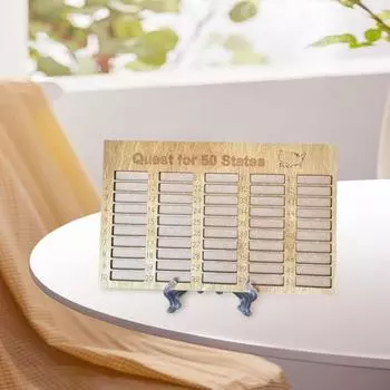 Деревянное украшение «Поиск 50 штатов» Памятное настольное украшение Список вех путешествия для посещения 50 штатов США цвет старого дерева