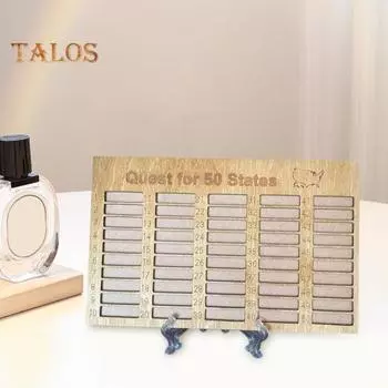 Деревянное украшение «Поиск 50 штатов» Памятное настольное украшение Список вех путешествия для посещения 50 штатов США цвет старого дерева