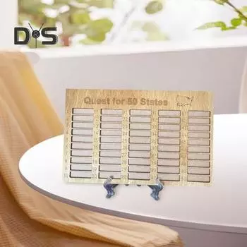 Деревянное украшение «Поиск 50 штатов» Памятное настольное украшение Список вех путешествия для посещения 50 штатов США цвет старого дерева