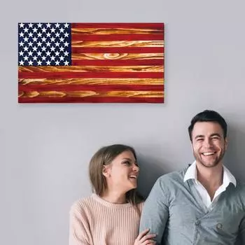 Деревянное украшение в виде американского флага на День независимости патриотическое украшение в виде американского флага для дома, офиса, гостиной, вечеринки, настенное крепление, национальный флаг 1pc