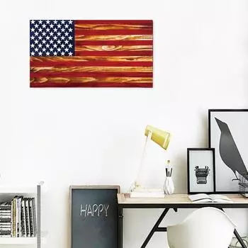 Деревянное украшение в виде американского флага на День независимости патриотическое украшение в виде американского флага для дома, офиса, гостиной, вечеринки, настенное крепление, национальный флаг 1pc