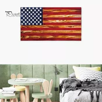 Деревянное украшение в виде американского флага на День независимости патриотическое украшение в виде американского флага для дома, офиса, гостиной, вечеринки, настенное крепление, национальный флаг 1pc