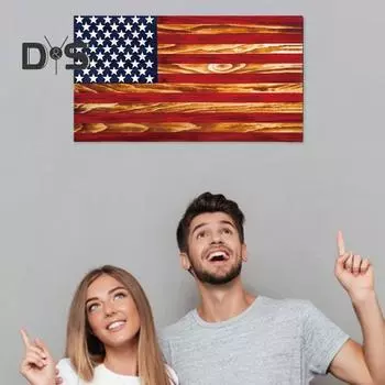 Деревянное украшение в виде американского флага на День независимости патриотическое украшение в виде американского флага для дома, офиса, гостиной, вечеринки, настенное крепление, национальный флаг 1pc