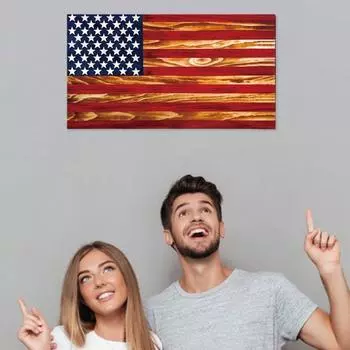 Деревянное украшение в виде американского флага на День независимости патриотическое украшение в виде американского флага для дома, офиса, гостиной, вечеринки, настенное крепление, национальный флаг 1pc