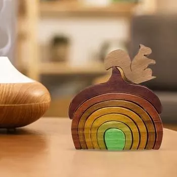 Деревянное украшение в виде белки, стоящее в форме желудя, настольное украшение в виде белки в деревенском стиле