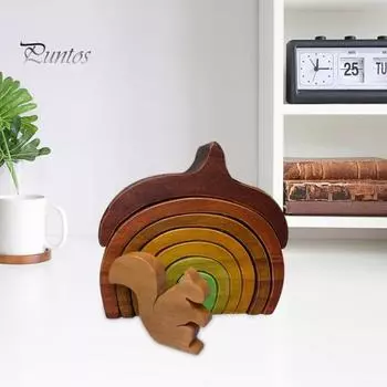 Деревянное украшение в виде белки, стоящее в форме желудя, деревенское настольное украшение в виде белки для домашнего класса, офиса коричневый