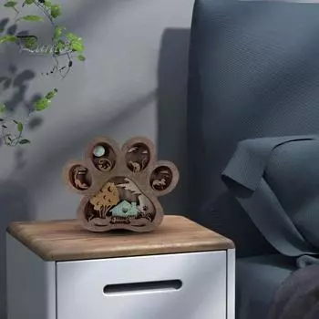 Деревянное украшение в виде кошачьей лапки, украшение для стола с силуэтом котят, украшение для дома, спальни, гостиной, подарок для любителей кошек With Light