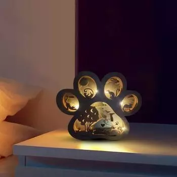 Деревянное украшение в виде кошачьей лапки для украшения стола с силуэтом котят для дома, спальни, гостиной With Light