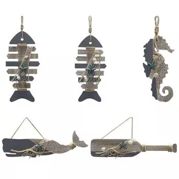 Деревянное украшение в виде морской рыбы, настенное украшение для двери, декор в пляжной тематике для домашнего украшения, средиземноморский стиль