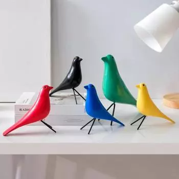 Деревянное украшение в виде птицы, однотонная фигурка птицы, минималистская настольная статуя птицы для гостиной, спальни, офиса, стола зелёный