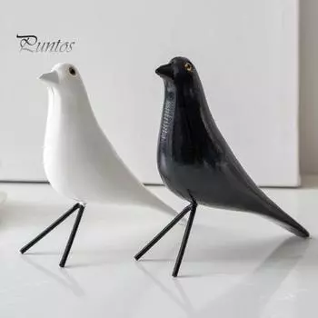 Деревянное украшение в виде птицы, однотонная фигурка птицы, минималистская настольная статуя птицы для гостиной, спальни, офиса, стола красный