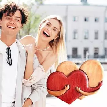 Деревянное украшение в виде сердца, сделанное вручную, обнимающее любовное сердце, романтическое украшение в виде сердца, подарок на память паре на годовщину свадьбы, день святого Валентина