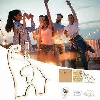 Деревянное украшение в виде слона, вырезанный слон с картой истории, рождественский слон-сестричка A