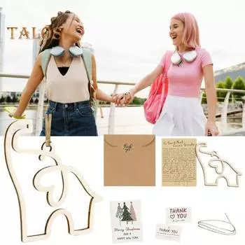 Деревянное украшение в виде слона, вырезанный слон с картой истории, рождественское украшение в виде слона из сестринства, подарок на день дружбы для женщин, лучшие друзья племени A