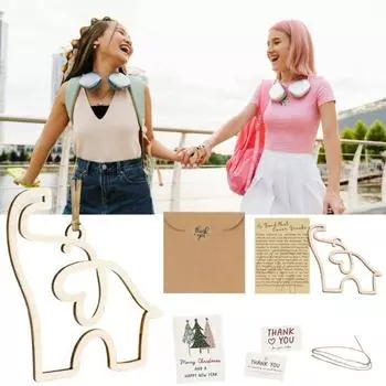 Деревянное украшение в виде слона, вырезанный слон с картой истории, рождественский слон-сестричка A