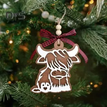 Деревянное украшение в виде животного, рождественское подвесное украшение в виде животного, украшение в виде животного с лентой для елки, стены, двери, праздничного декора A