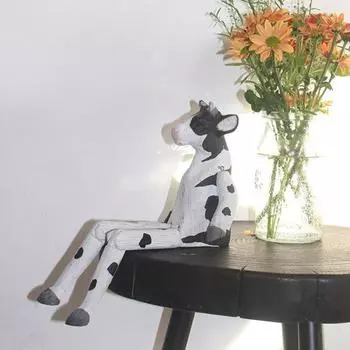 Деревянное украшение в виде животного, ручная работа, деревенская фигурка животного с подвижным соединением, настольный декор, статуэтка животного для домашнего офиса Little Pig