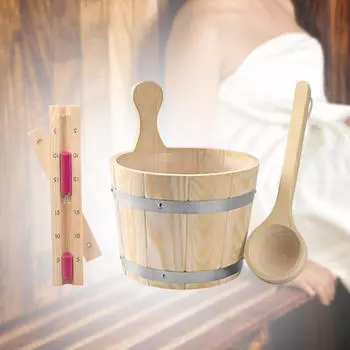 Деревянное ведро для сауны с ковшом Премиум профессиональная бочка контейнер для хранения