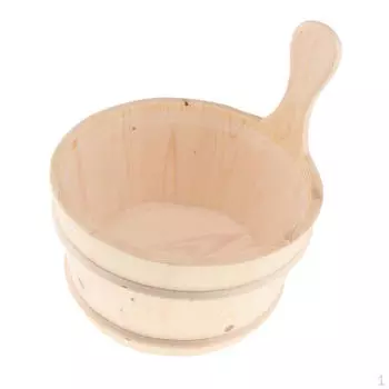 Деревянное ведро с пластиковым вкладышем, объем 4 л, гладкая поверхность, белый аксессуар для