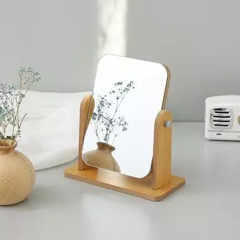 Деревянное зеркало для макияжа, вращающееся настольное зеркало для макияжа, настольное студенческое общежитие, складное зеркало для макияжа, портативное small vertical