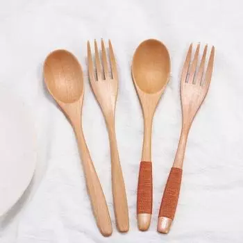 Деревянные 2 шт. рисовые кухонные принадлежности столовые приборы супы вилка столовые приборы ложка столовые приборы