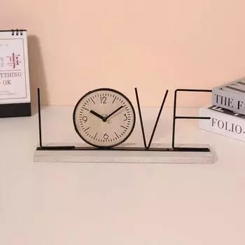 Деревянные аналоговые часы, настольные часы, фигурка, деревянный орнамент, не тикающие аналоговые часы, бесшумное железное искусство для книжной полки, прикроватной тумбочки
